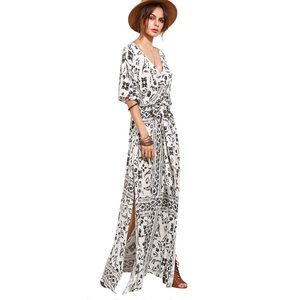 Elegant Black and White Maxi Dress